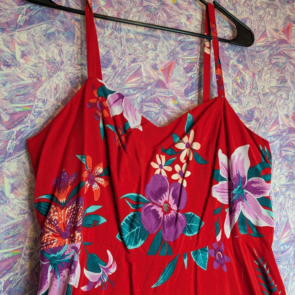 Old Navy Fit And Flare Red Floral Cami Dress Size L With Measurement NWOT - Picture 2 of 9